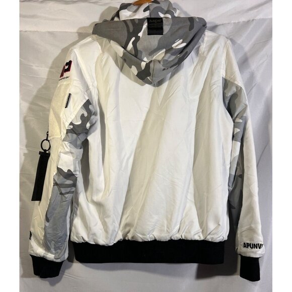 AAPE by A Bathing Ape Jacket Men's S Reversible Zip White/Gray Camo Hoodie - Picture 3 of 16